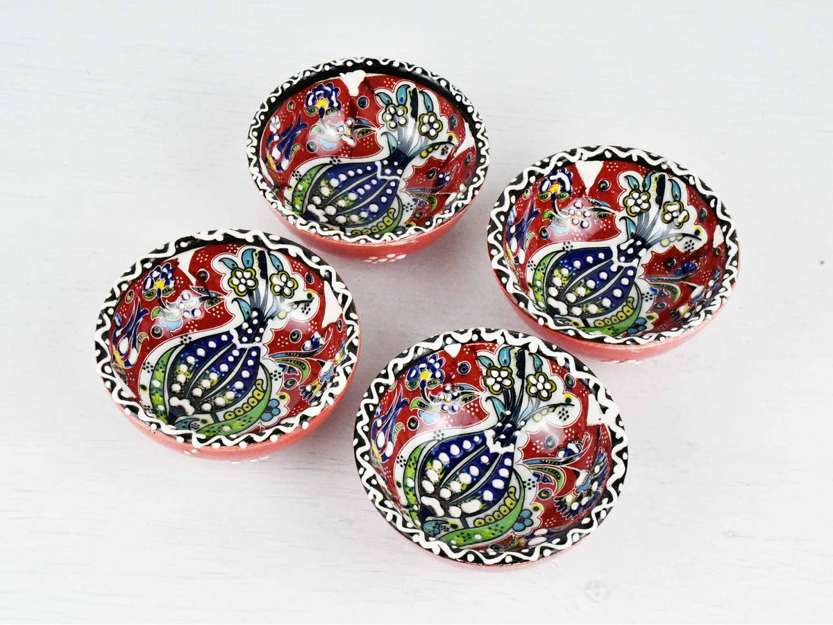 5 cm Turkish Bowls Ottoman Flower Set of 4 Ceramic Sydney Grand Bazaar Red 2