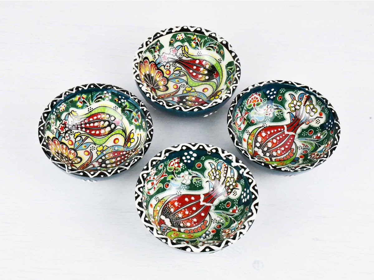 5 cm Turkish Bowls Ottoman Flower Set of 4 Ceramic Sydney Grand Bazaar Green 2
