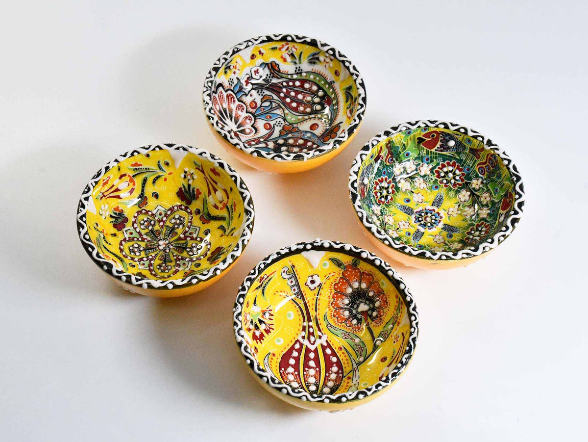 5 cm Turkish Bowls Ottoman Flower Set of 4 Ceramic Sydney Grand Bazaar Yellow 1