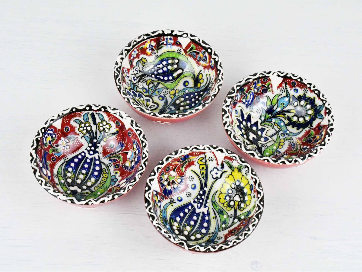 5 cm Turkish Bowls Ottoman Flower Set of 4 Ceramic Sydney Grand Bazaar Red 4