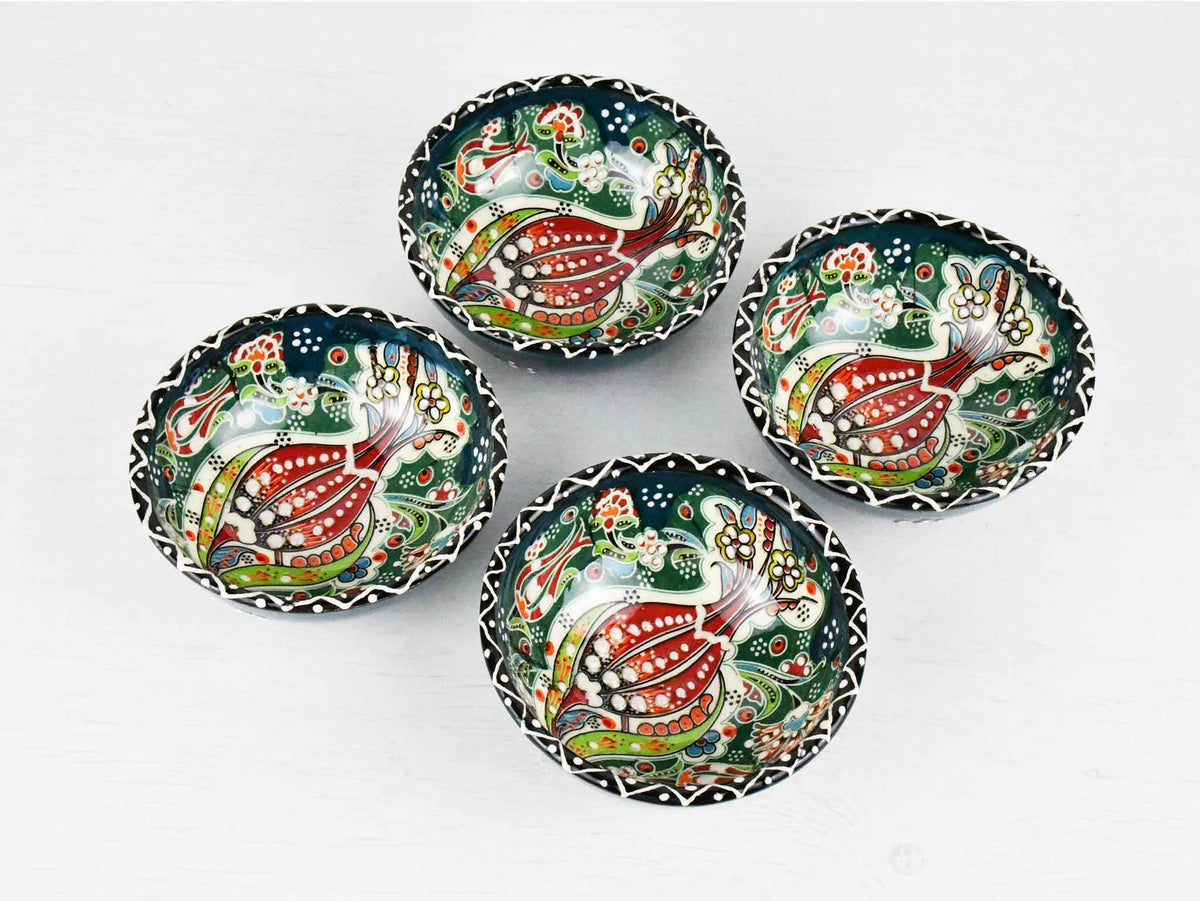 5 cm Turkish Bowls Ottoman Flower Set of 4 Ceramic Sydney Grand Bazaar Green 5