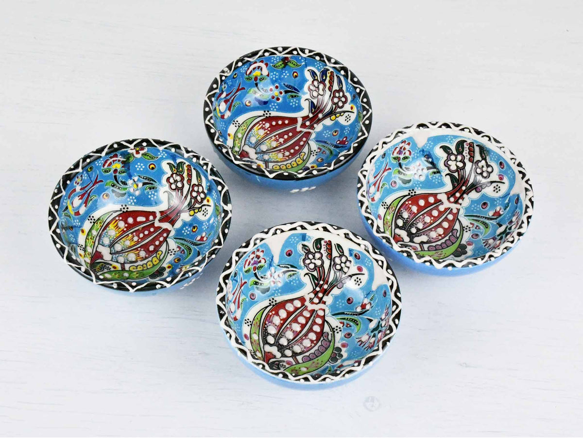 5 cm Turkish Bowls Ottoman Flower Set of 4 Ceramic Sydney Grand Bazaar Light Blue 3