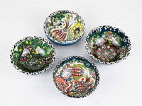 5 cm Turkish Bowls Ottoman Flower Set of 4 Ceramic Sydney Grand Bazaar Green 3