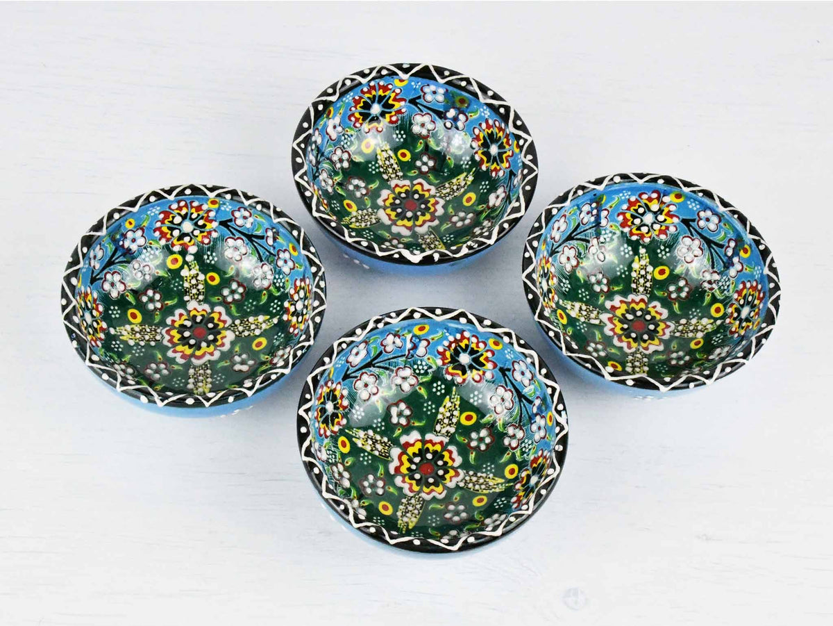 5 cm Turkish Bowls Ottoman Flower Set of 4 Ceramic Sydney Grand Bazaar Light Blue 1