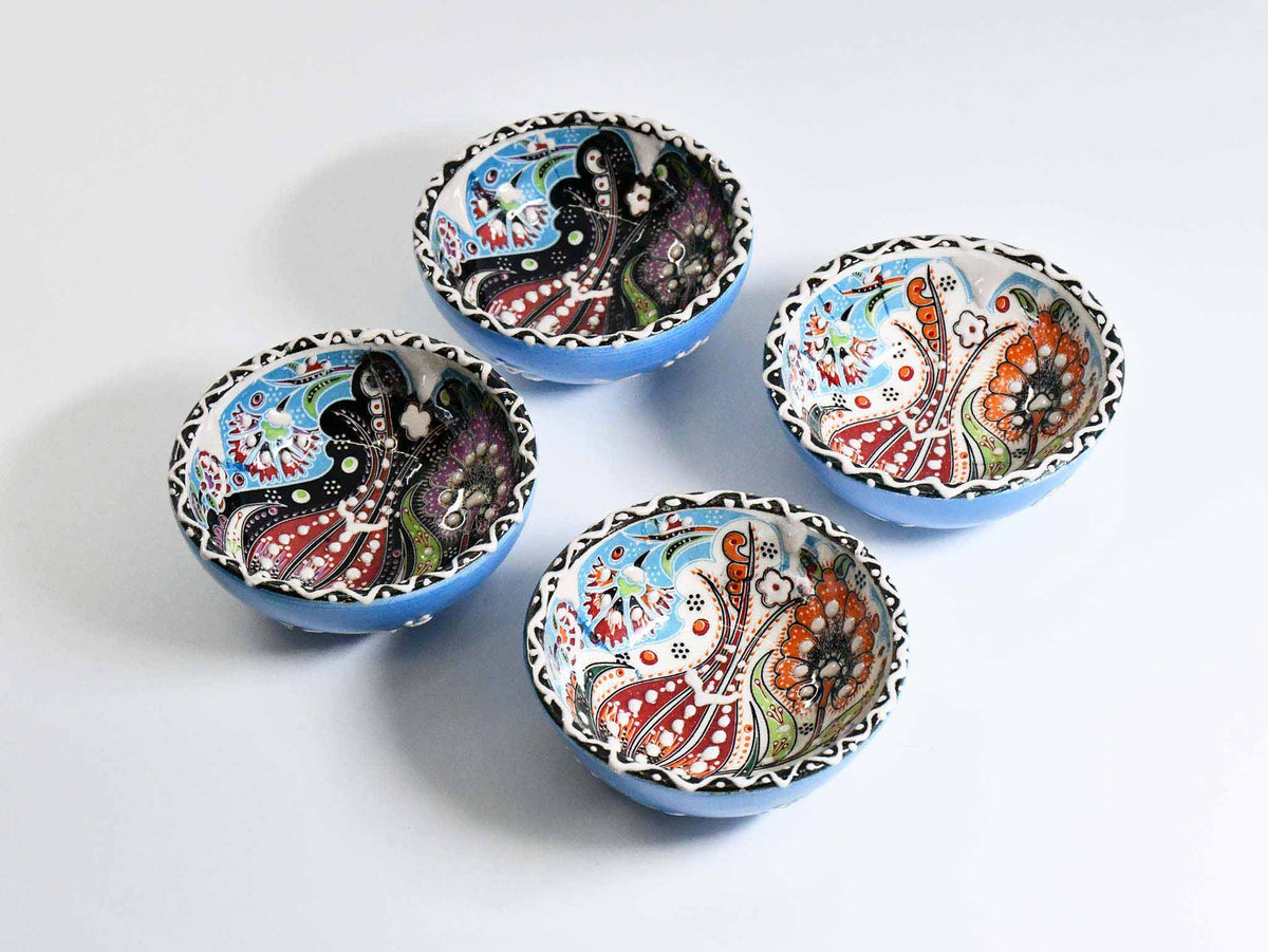 5 cm Turkish Bowls Ottoman Flower Set of 4 Ceramic Sydney Grand Bazaar Light Blue 4