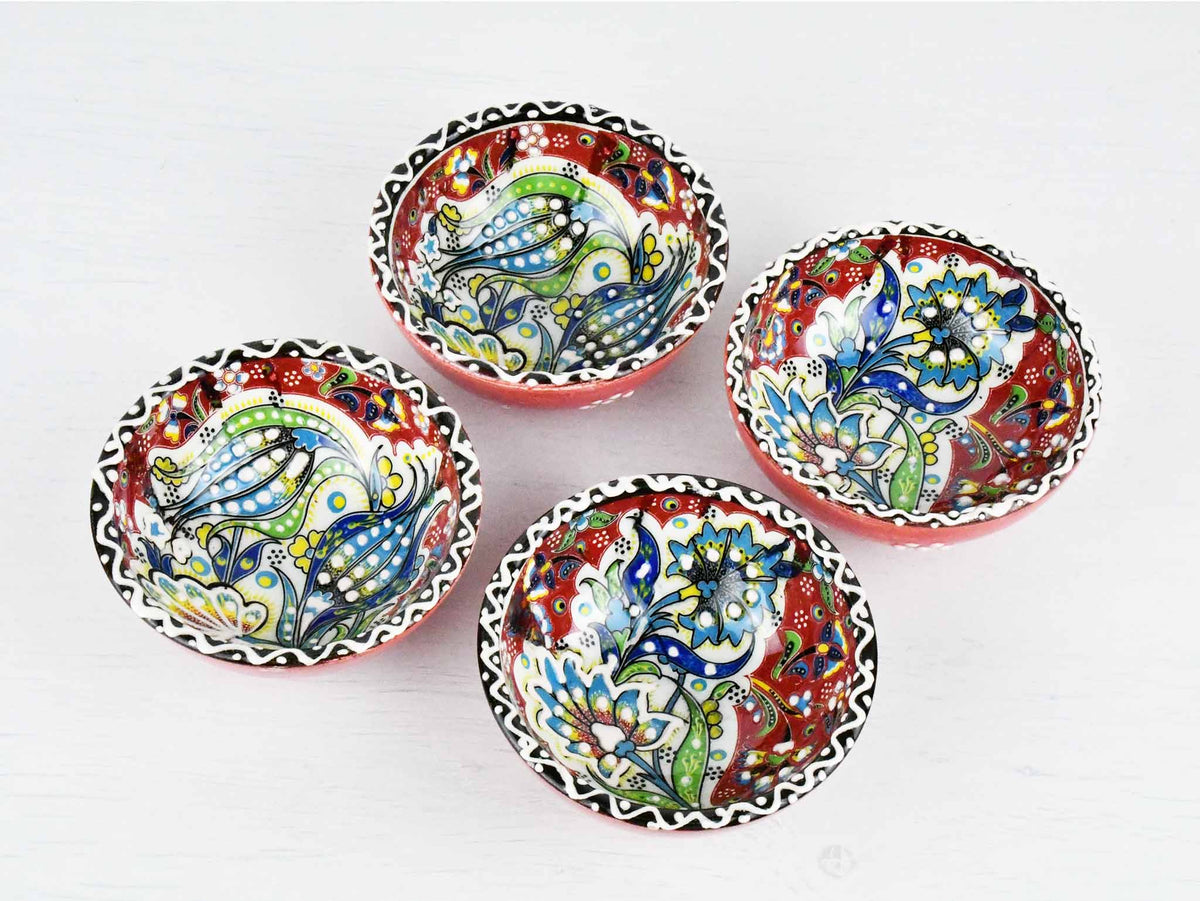 5 cm Turkish Bowls Ottoman Flower Set of 4 Ceramic Sydney Grand Bazaar Red 3