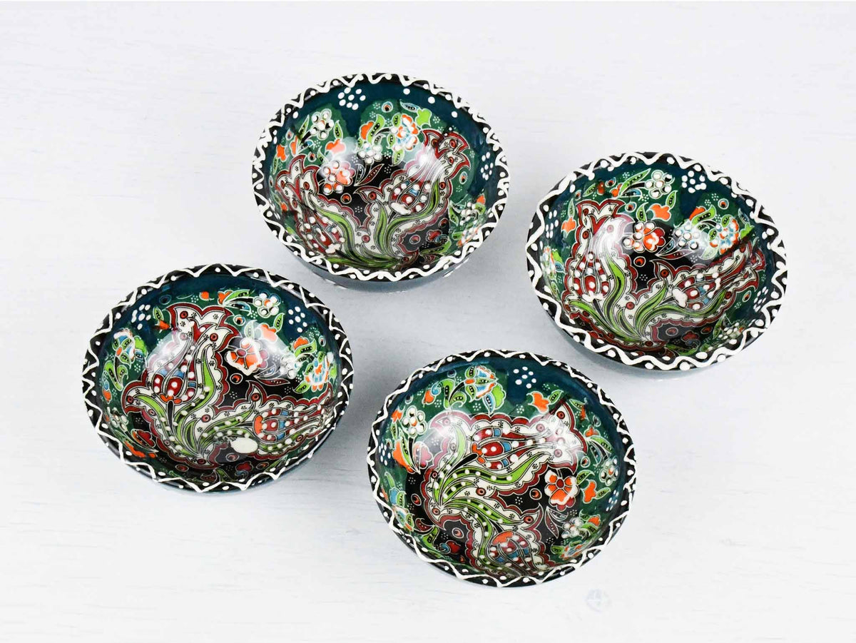 5 cm Turkish Bowls Ottoman Flower Set of 4 Ceramic Sydney Grand Bazaar Green 1