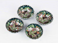 5 cm Turkish Bowls Ottoman Flower Set of 4 Ceramic Sydney Grand Bazaar Green 1