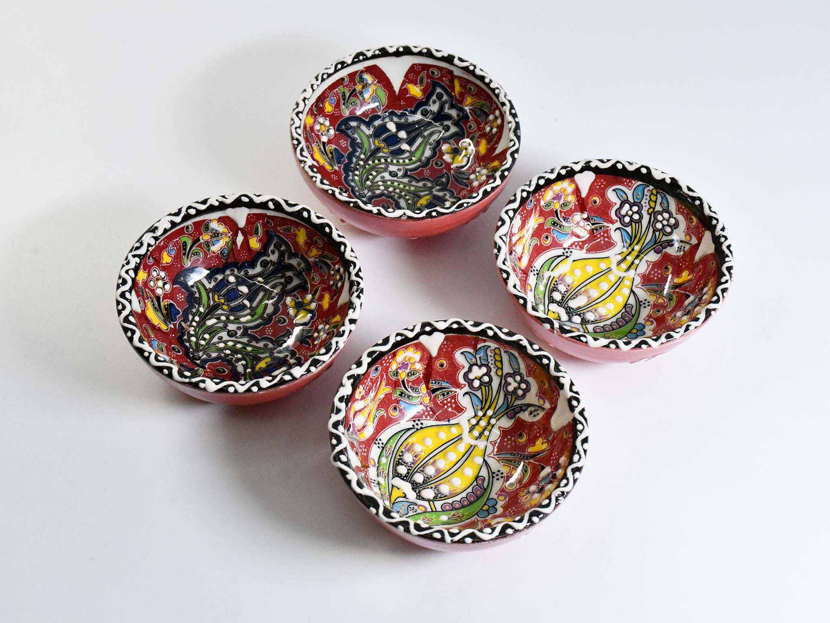 5 cm Turkish Bowls Ottoman Flower Set of 4 Ceramic Sydney Grand Bazaar Red 6