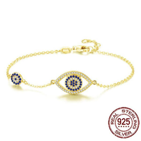 925 Double Evil Eye Silver 18k Gold Plated Bracelet Evil Eye Sydney Grand Bazaar