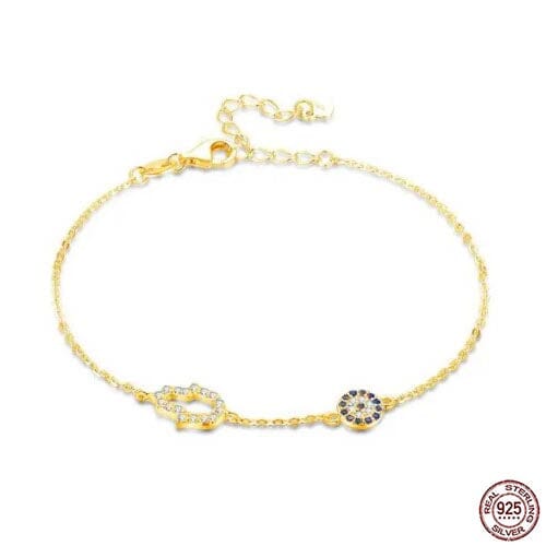925 Evil Eye Gold Sterling Silver Bracelet with Hamsa Hand Evil Eye Sydney Grand Bazaar