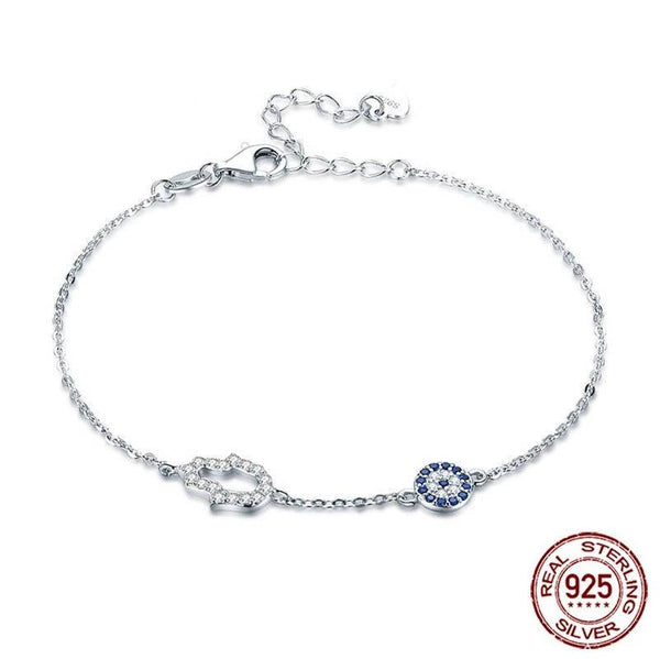 925 Evil Eye Sterling Silver Bracelet with Hamsa Hand Evil Eye Sydney Grand Bazaar