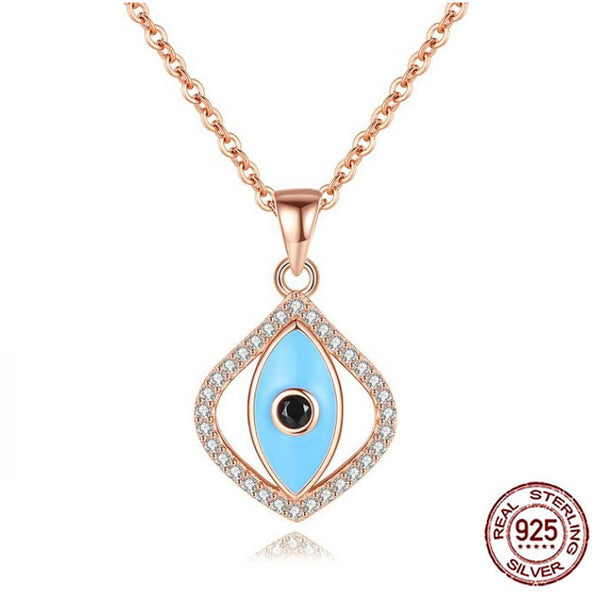 925 Silver Evil Eye Pendant Teardrop Necklace Rose Gold Evil Eye Sydney Grand Bazaar