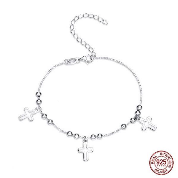 925 Sterling Silver Triple Cross Bracelet Evil Eye Sydney Grand Bazaar