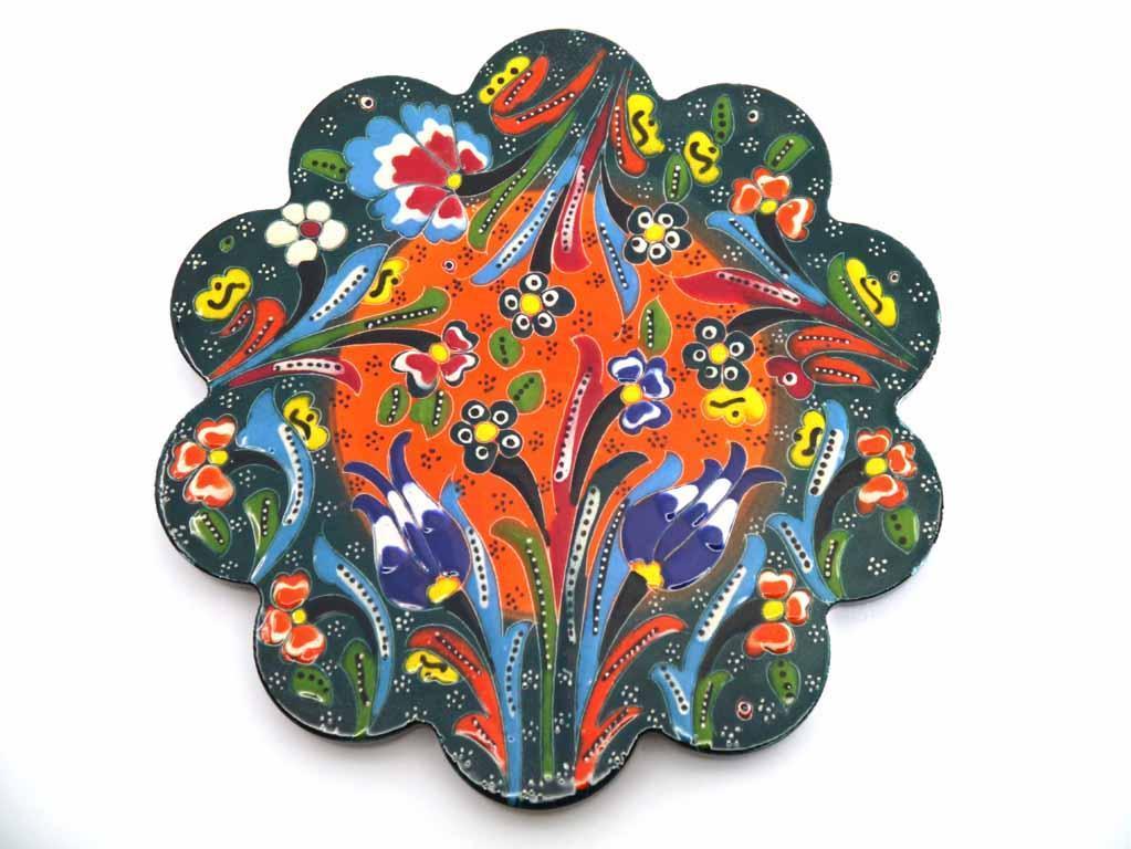 Turkish Trivet Flower Collection Two Tone Green