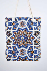 Cotton Tote Bag Multicoloured Blue Textile Sydney Grand Bazaar