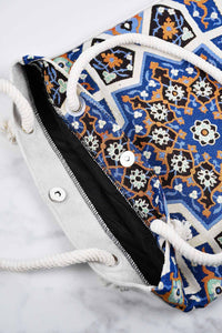 Cotton Tote Bag Multicoloured Blue Textile Sydney Grand Bazaar