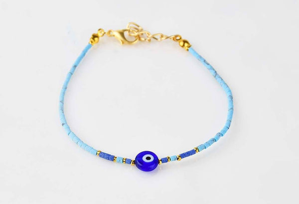 Evil Eye Bracelet Ceramic Beads Light Blue Evil Eye Sydney Grand Bazaar