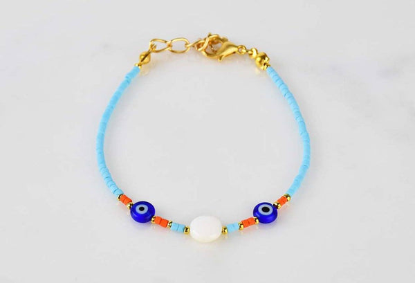 Evil Eye Double Bracelet Ceramic Beads Turquoise Evil Eye Sydney Grand Bazaar