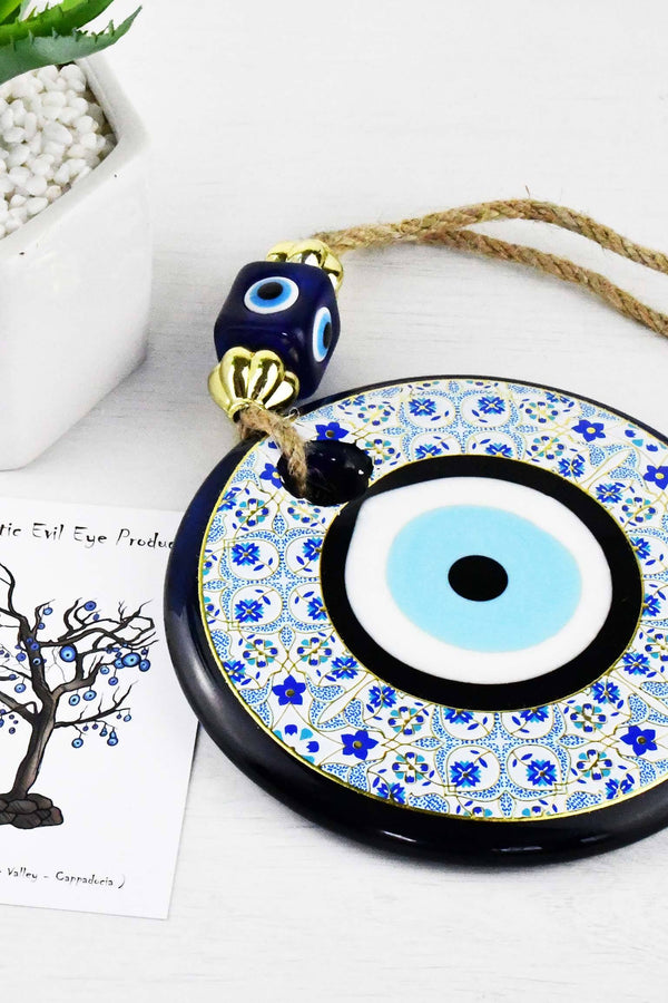 Evil Eye Glass Beads Blue Tile Printed Wall Hanging Evil Eye Sydney Grand Bazaar