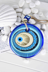 Evil Eye Glass Turquoise Gold Printed Wall Hanging Design 3 Evil Eye Sydney Grand Bazaar
