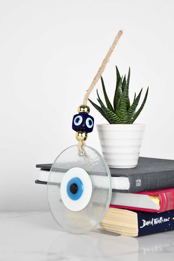 Evil Eye Handmade Glass Plain Clear Wall Hanging Evil Eye Sydney Grand Bazaar