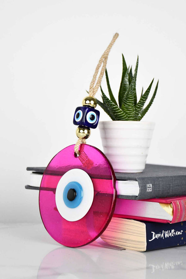 Evil Eye Handmade Glass Plain Pink Wall Hanging Evil Eye Sydney Grand Bazaar