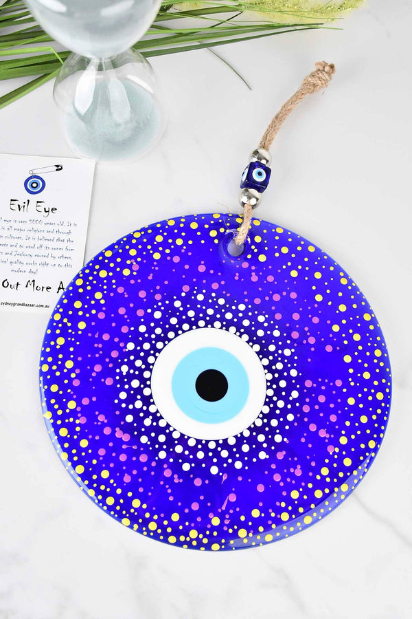 Evil Eye Wall Hanging Colourful Painted 22 cm Design 2 Evil Eye Sydney Grand Bazaar