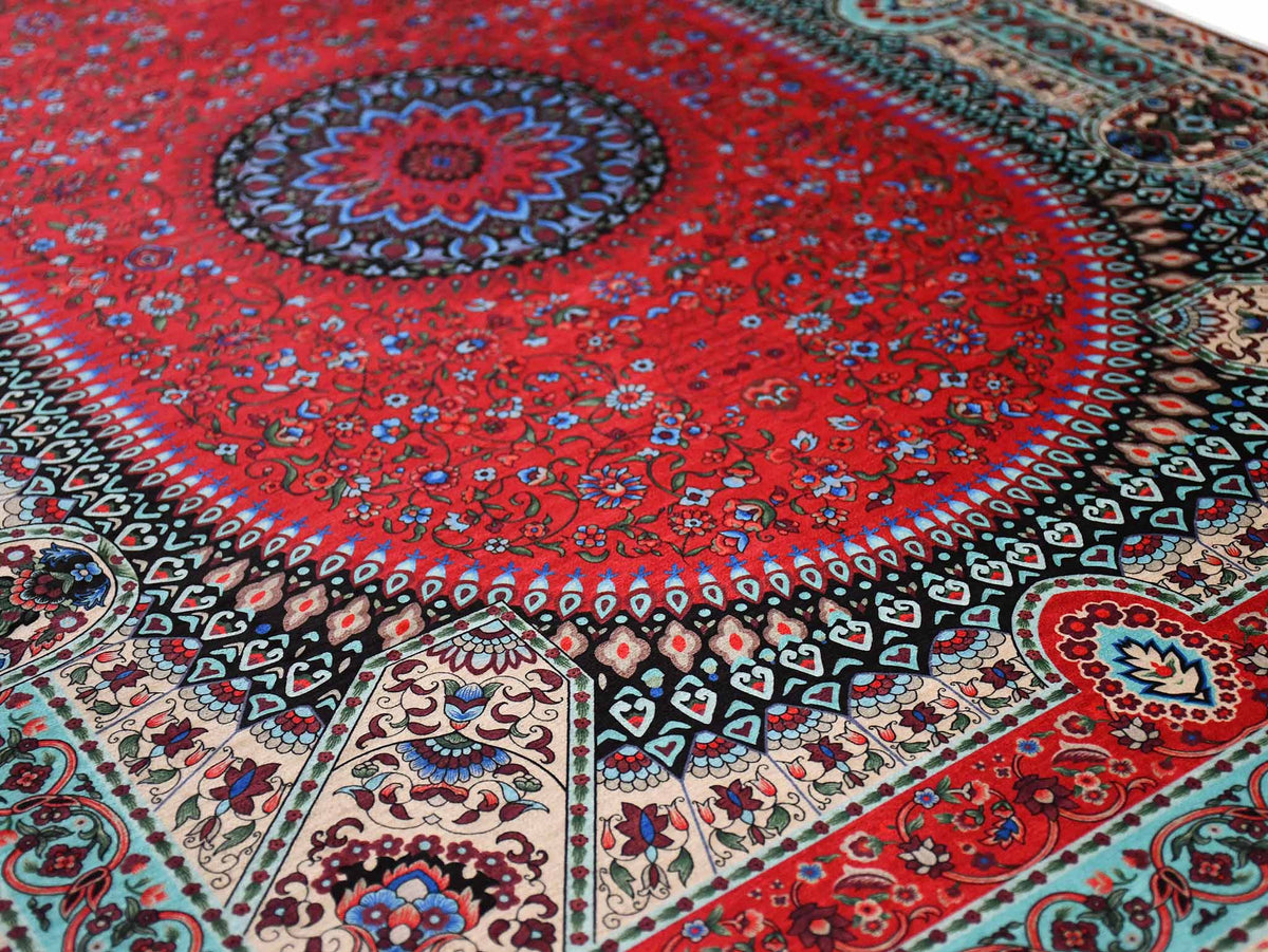 Prayer Rug Circle Medallion Red Beige Textile Sydney Grand Bazaar
