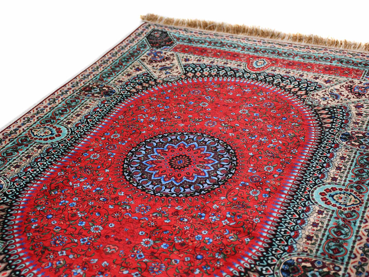 Prayer Rug Circle Medallion Red Beige Textile Sydney Grand Bazaar