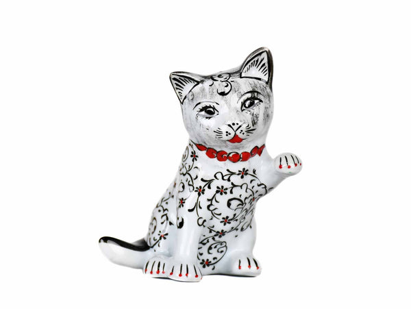 Turkish Ceramic Cat Figurine Playful Black Tail Iznik 3 Ceramic Sydney Grand Bazaar
