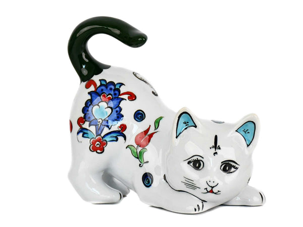 Turkish Ceramic Cat Figurines Iznik Green Tail Up Ceramic Sydney Grand Bazaar