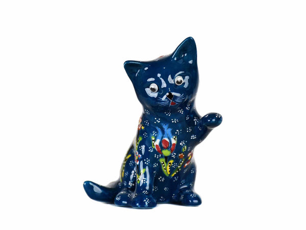 Turkish Ceramic Cat Ornament Flower Playful Dark Green Ceramic Sydney Grand Bazaar