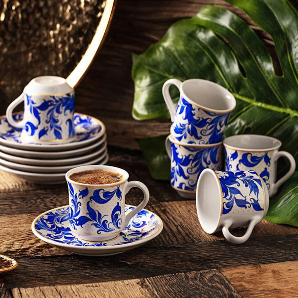 Turkish Coffee Cup Apricot Beylik Set of 6 Ceramic Sydney Grand Bazaar