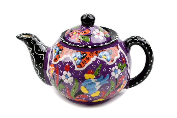 Turkish Decorative Teapot Small Flower Collection Purple 2 Ceramic Sydney Grand Bazaar 