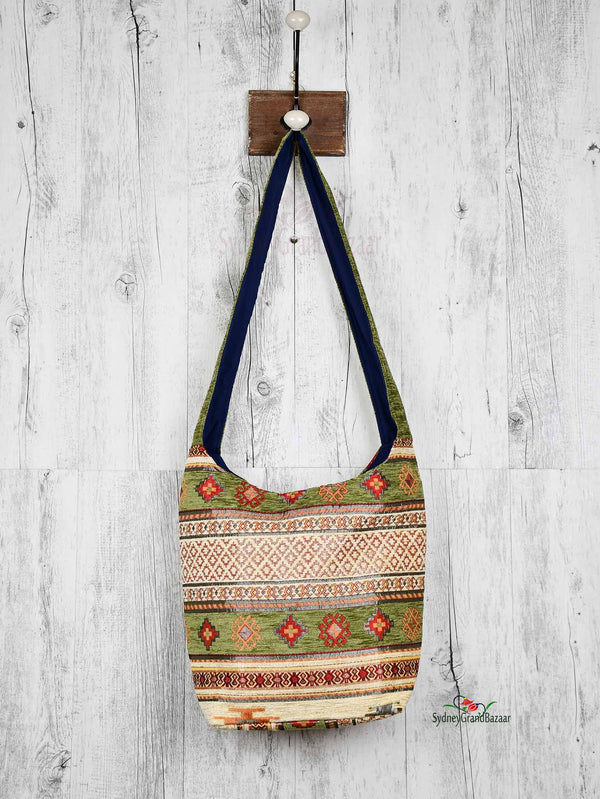 Turkish Handbag Shoulder Aztec Light Green Beige Textile Sydney Grand Bazaar