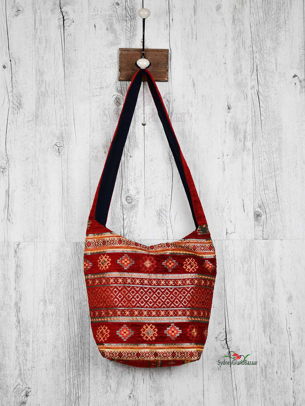 Turkish Handbag Shoulder Aztec Red Textile Sydney Grand Bazaar