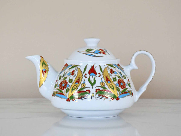Turkish Teapot Iznik Flower Design 1 Ceramic Sydney Grand Bazaar