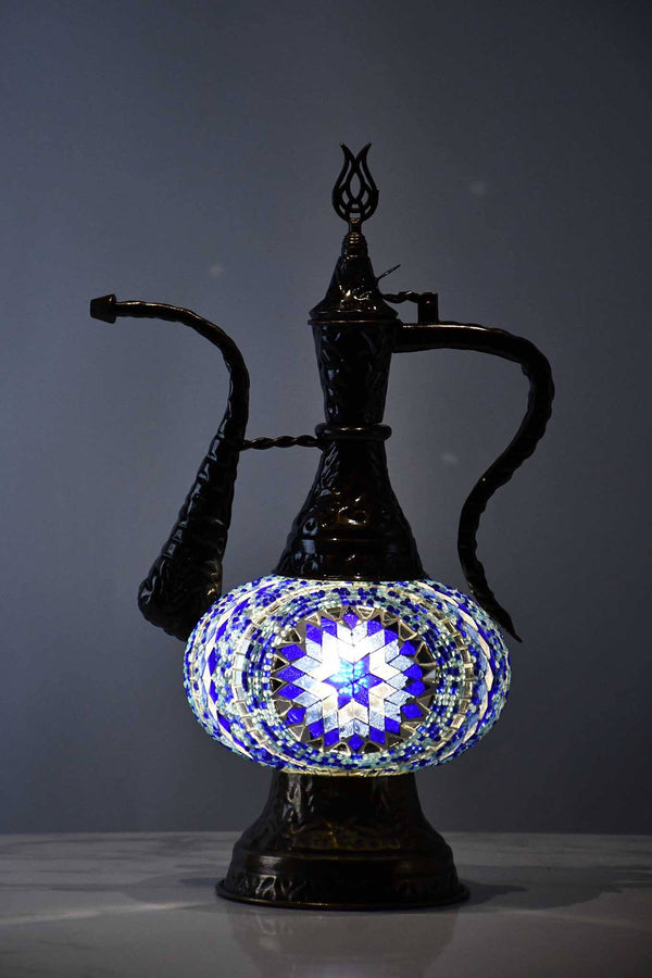 Turkish Teapot Mosaic Lamp Circle Bead Design Blue Lighting Sydney Grand Bazaar 