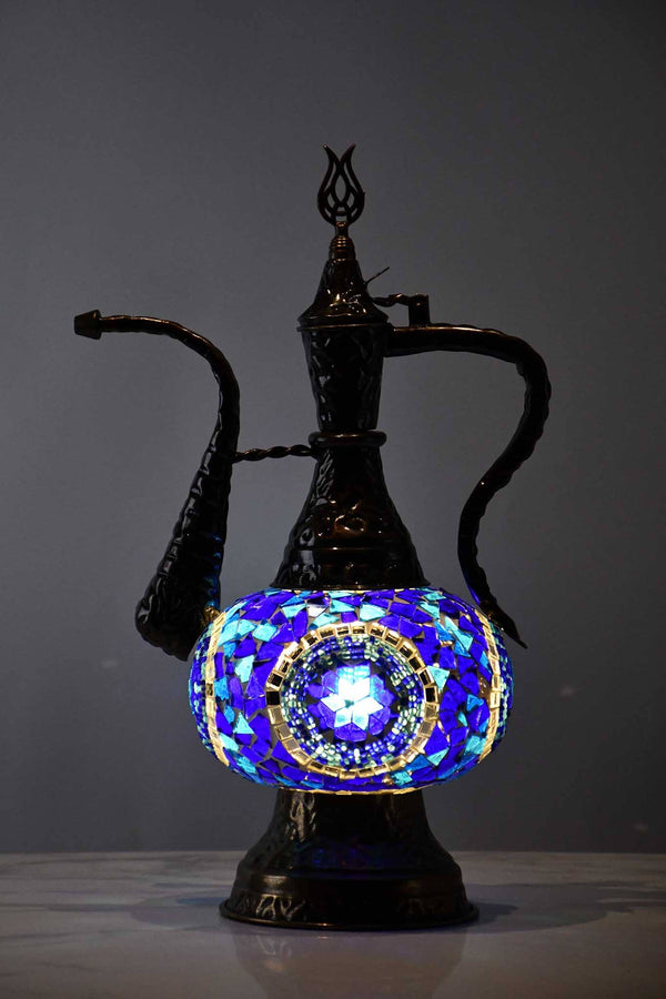 Turkish Teapot Mosaic Lamp Circle Design Blue Lighting Sydney Grand Bazaar 