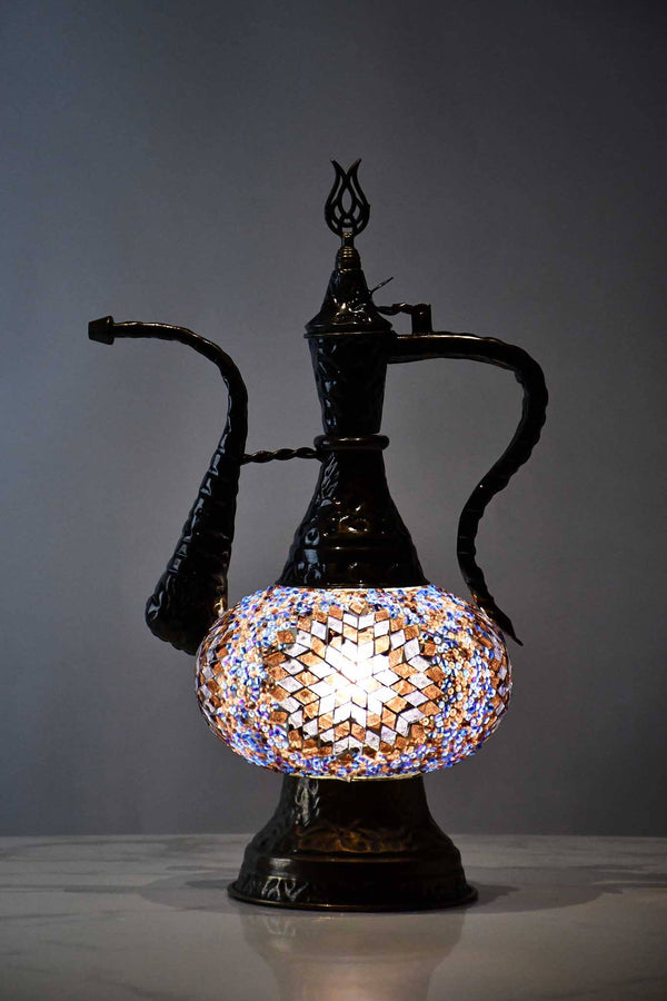 Turkish Teapot Mosaic Lamp Star Bead Design Purple Maroon Lighting Sydney Grand Bazaar 