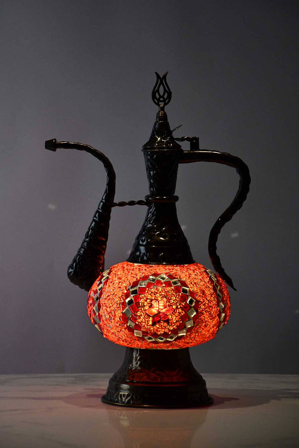 Turkish Teapot Mosaic Lamp Star Circle Design Red Lighting Sydney Grand Bazaar 