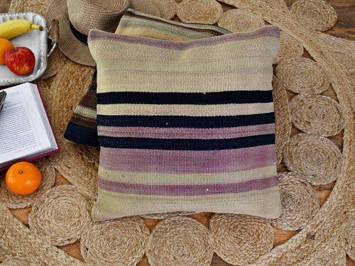 Vintage Kilim Cushion Cover Colourful Stripe Design 1 Textile Sydney Grand Bazaar 
