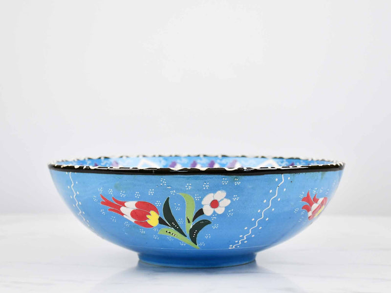 25 cm Turkish Bowl Flower Light Blue Design 1 Ceramic Sydney Grand Bazaar 