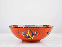 25 cm Turkish Bowl Flower Orange Design 1 Ceramic Sydney Grand Bazaar 