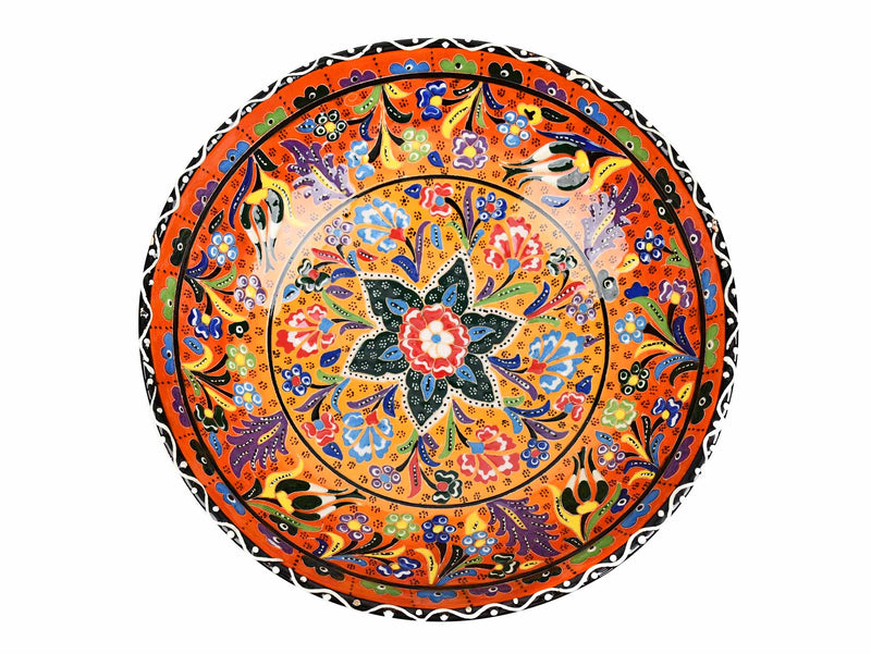 25 cm Turkish Bowl Flower Orange Design 1 Ceramic Sydney Grand Bazaar 