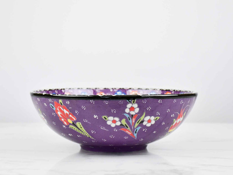 25 cm Turkish Bowl Flower Purple Design 1 Ceramic Sydney Grand Bazaar 