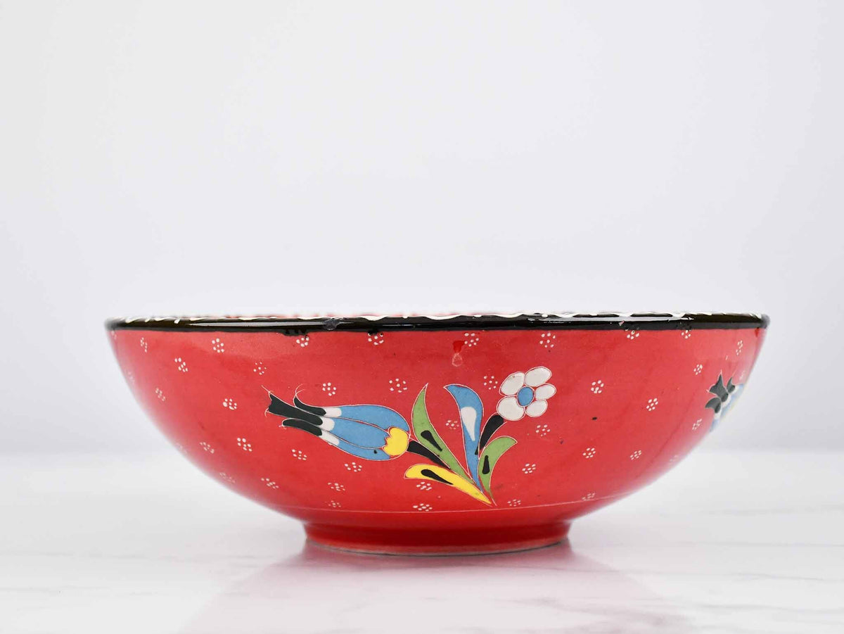 25 cm Turkish Bowl Flower Red Design 1 Ceramic Sydney Grand Bazaar 