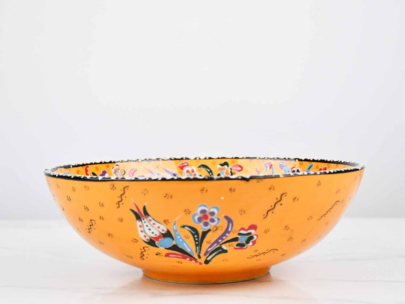 25 cm Turkish Bowl Flower Yellow Design 1 Ceramic Sydney Grand Bazaar 