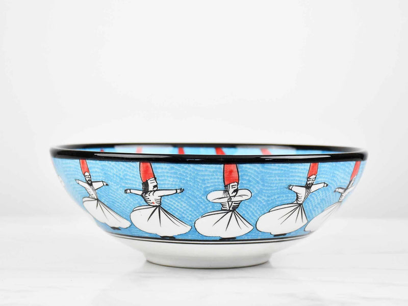 25 cm Turkish Bowls Whirling Dervish Light Blue Ceramic Sydney Grand Bazaar 